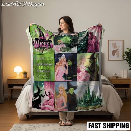 Discover Wicked Elphaba and Glinda Fleece Blanket, Shiz University Halloween Gift