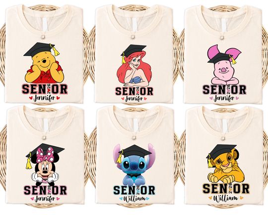 Custom Disney Senior 2026 Shirt, Graduation Mickey Friends Matching Shirt, Disney Grad Shirt, School Graduation Gift, Class Of 2026 Grad Tee