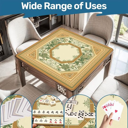 Discover Mahjong mat roll up non slip polyester table cover 31.5x31.5 inch quiet smooth play surface and storage bag for home game night gift idea US