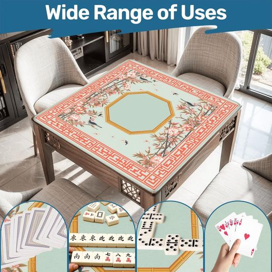 Discover Mahjong mat table cover quiet smooth play surface for home game night gift idea