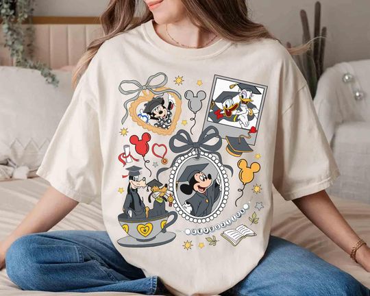 Discover Coquette Bows Mickey and Friends Disney Graduation shirts, Disney Grad Family Trip, Gift for Graduate, Disney Grad Squad Tee, Class of 2026