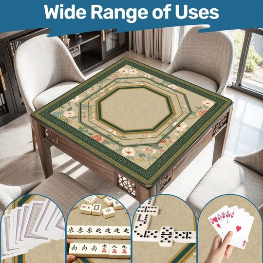 Discover Mahjong mat roll up non slip polyester table cover quiet smooth play surface  for home game night gift idea US