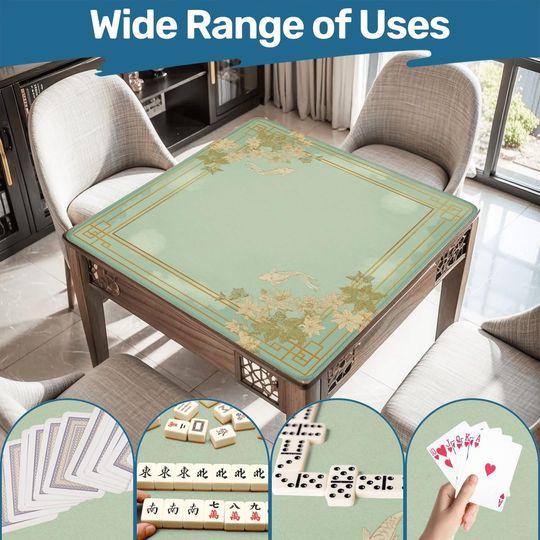 Discover Luxury Koi Pond Fish Mahjong Mat | Rollable Mahjong Table Cover Mats Japanese Style Game Playmat Non-Slip Smooth Surface Mah jongg Mat Gifts