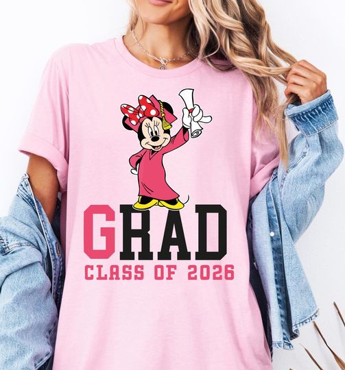 Discover Disney Minnie Grad Class Of 2026 Shirt, Disney Matching Girls Graduation T-Shirt, Disney Couple Grad Shirt, Wdw Graduation Gift Tee