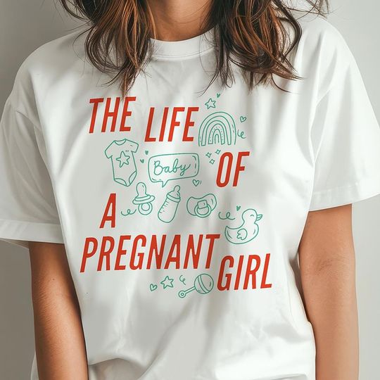 Discover Pregnancy Announcement Shirt, The Life of a Pregnant Girl Tee, Funny Maternity Shirt, Baby Shower Gift Tee