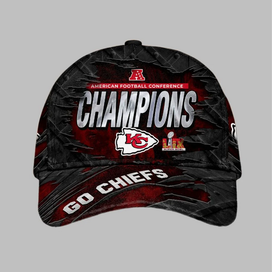 Discover American Football Conference Champions LIX Super Bowl Go Chiefs Hat