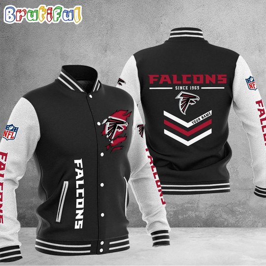 football Atlanta Falcons Football Team Personalized Varsity Baseball Jacket