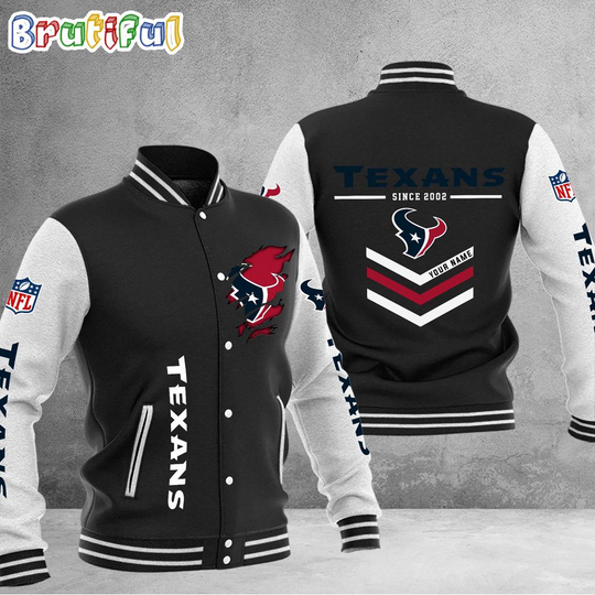 football Houston Texans Football Team Personalized Varsity Baseball Jacket