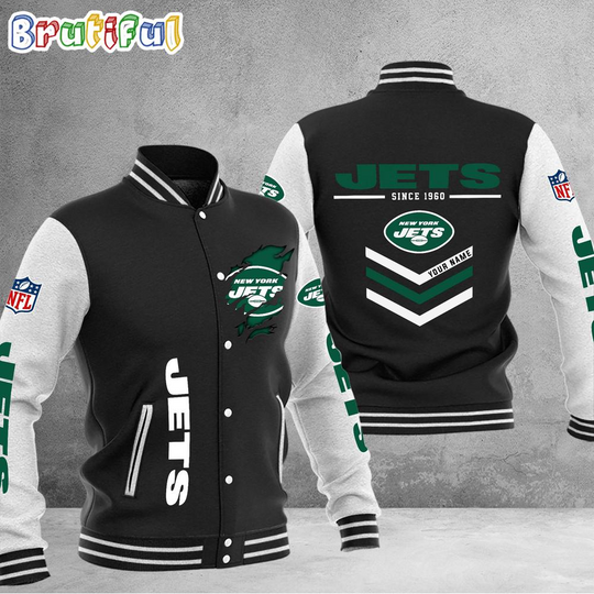 Discover football New York Jets Football Team Personalized Varsity Baseball Jacket