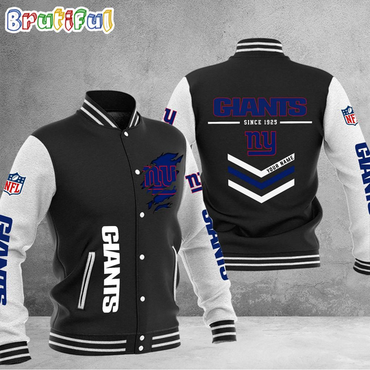football New York Giants Football Team Personalized Varsity Baseball Jacket