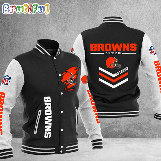 football Cleveland Browns Football Team Personalized Varsity Baseball Jacket