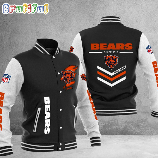 football Chicago Bears Football Team Personalized Varsity Baseball Jacket