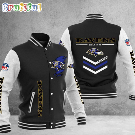 football Baltimore Ravens Football Team Personalized Varsity Baseball Jacket