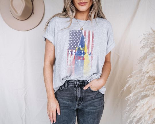 Discover Viva Venezuela Libre T-Shirt, Venezuelan American Flag Tee, Distressed Venezuela Protest Shirt, Hispanic Freedom Pride Top