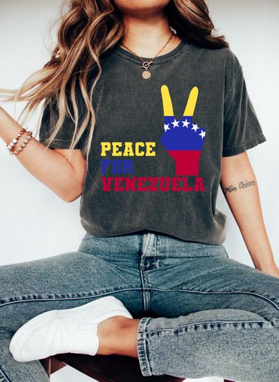 Discover Peace for Venezuela Shirt, Stop War Venezuelan Flag Solidarity Shirt, We Stand With Venezuela Shirt, Anti Trump Tshirt