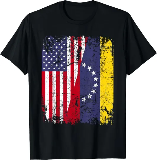 Discover Venezuelan Roots | Half American Flag Venezuela Unisex T-Shirt