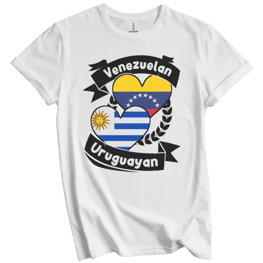 Discover Venezuelan Uruguayan Heart Flags Venezuela Uruguay T-Shirt