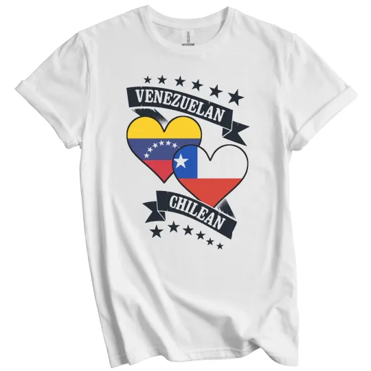 Discover Venezuelan Chilean Heart Flags Venezuela Chile T-Shirt