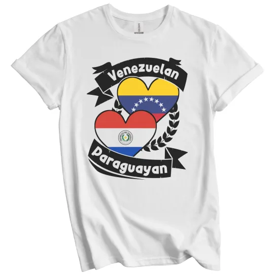 Discover Venezuelan Paraguayan Heart Flags Venezuela Paraguay T-Shirt