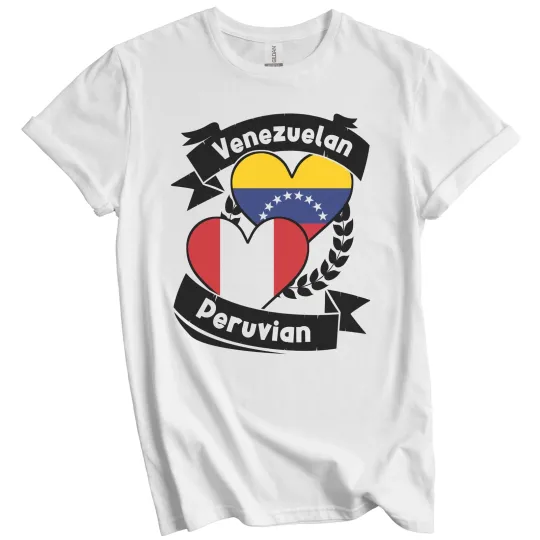 Discover Venezuelan Peruvian Heart Flags Venezuela Peru T-Shirt