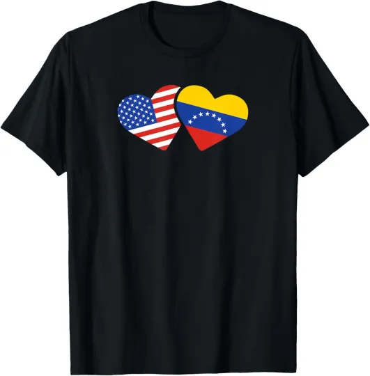 Discover USA Venezuela Flag Hearts T Shirt Venezuelan American Love T-Shirt