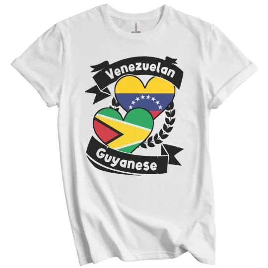 Discover Venezuelan Guyanese Heart Flags Venezuela Guyana T-Shirt