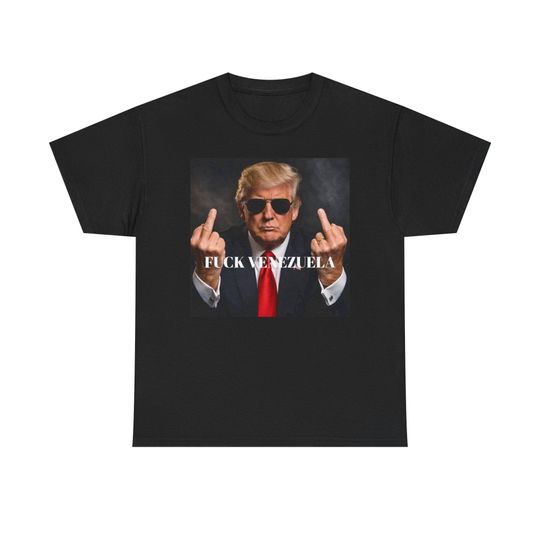 Discover Trump | Venezuela | MAGA | USA Strike | War | Breaking News | Maduro | Middle Finger Portrait Tee | Politically Provocative Statement Shirt