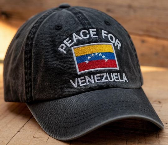 Discover Peace for Venezuela Embroidered Washed Hat, I Stand With Venezuela Cap, Anti War Hat, Hands off Venezuela Cap
