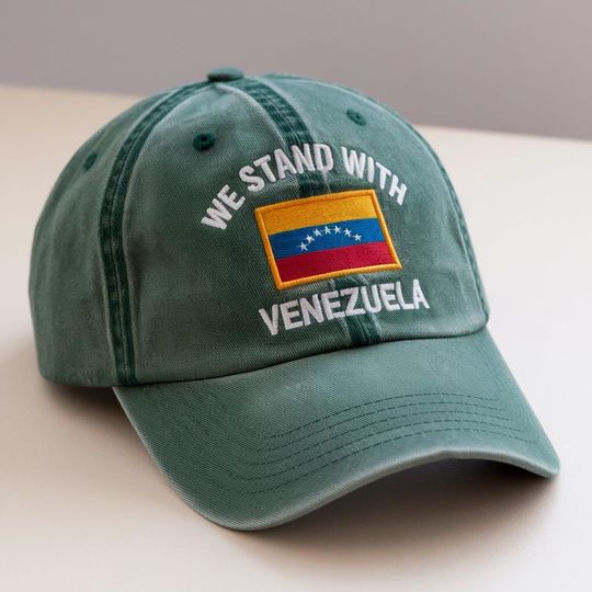 Discover We Stand With Venezuela Embroidered Washed Hat, Hands off Venezuela Cap, Anti War Hat, Gift For Venezuelan