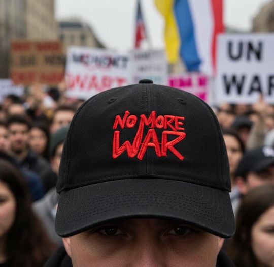 Discover No More War Embroidery Black Baseball Cap - Peace Protest Hat