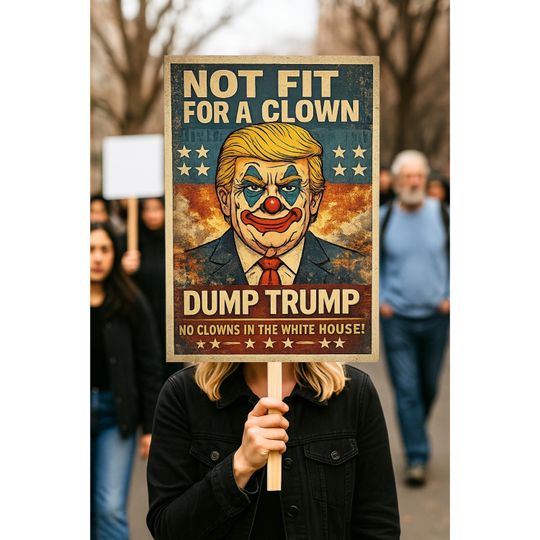 Discover Anti Trump Protest Poster |  Latin America Solidarity Yard Sign | No Crown for a Clown Sign | Satirical Trump Poster|Democracy Protest Print