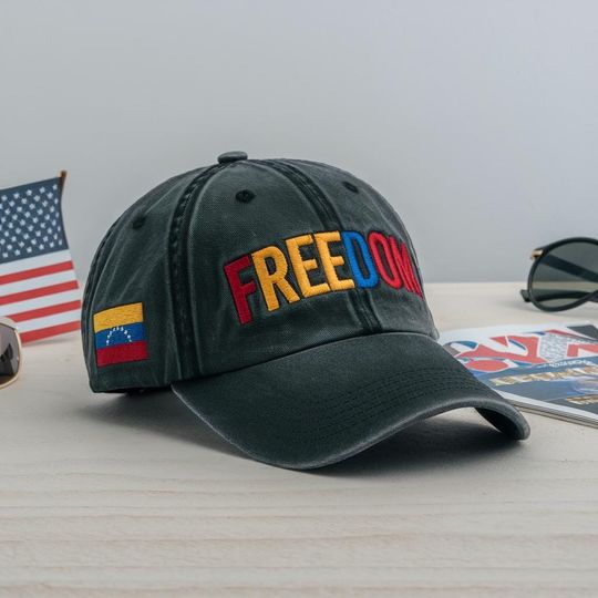 Discover Freedom Venezuela Embroidered Hat, We Stand With Venezuela Cap, Democrat Cap, Venezuelan Flag Solidarity Hat, Venezuelan Support Hat Gift