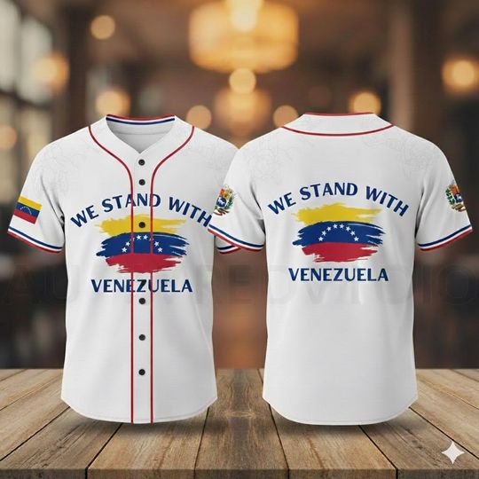 Discover We Stand With Venezuela Baseball Jersey, Stop War Pray For Venezuela Jersey, Venezuelan Flag Solidarity Jersey