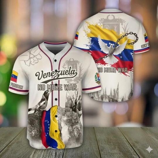 Discover We Stand With Venezuela Baseball Jersey, Stop War Pray For Venezuela Jersey, Venezuelan Flag Solidarity Jersey