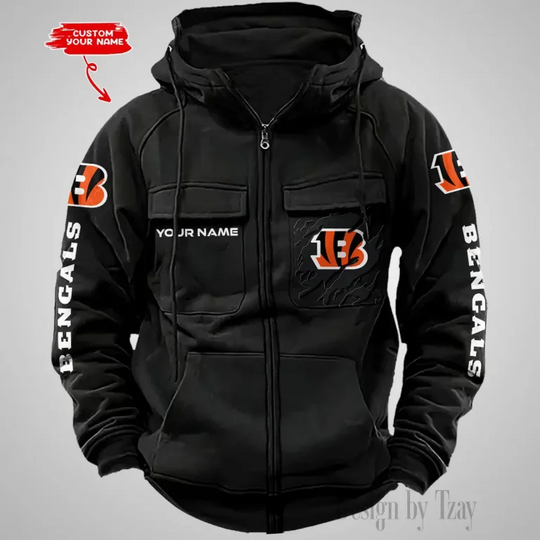 Cincinnati Bengals Custom Name Cargo Full Zip Hoodie For Football Lover