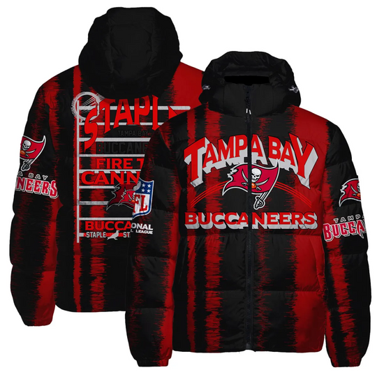 Tampa Bay Buccaneers Hooded Puffer Jacket, Football Fan Jacket