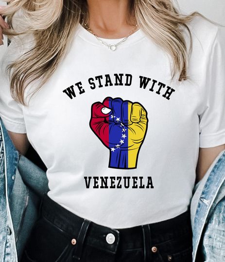 Discover We Stand With Venezuela Shirt: Anti Trump Democrat Venezuelan Flag Tee Freedom Venezuela Protest Support Gift