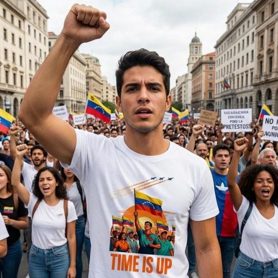 Discover Venezuelan Flag T-Shirt with Time Is Up Slogan, Political Tee
