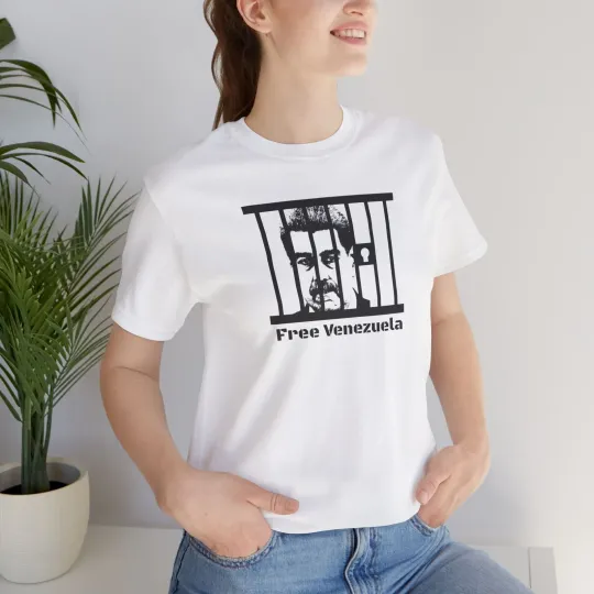 Discover Maduro Behind Bars design T-Shirt | Free Venezuela slogan, political statement