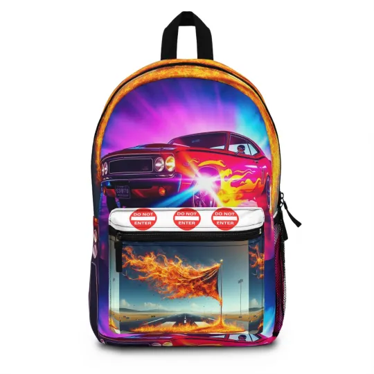 Discover Vibrant Retro Racing Backpack, School Bag