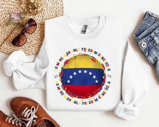 Discover No More War Venezuela Sweatshirt, Freedom for Venezuela Tee, Venezuela Flag Globe Shirt, Anti War Shirt, Venezuela Unity Gift,Vzla Libre Tee