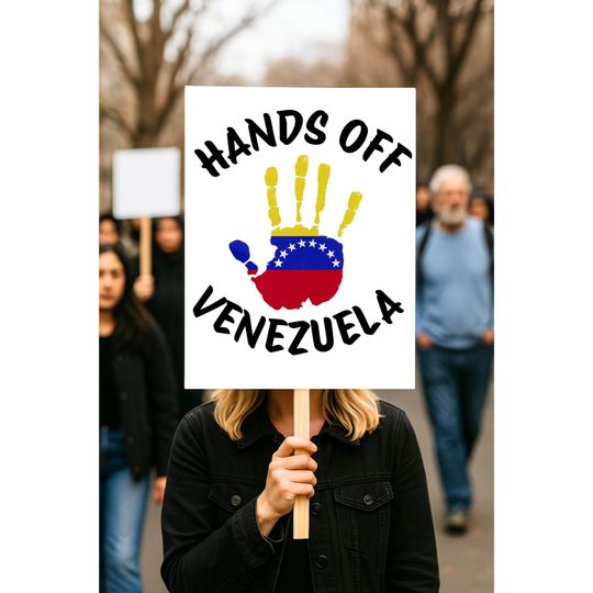 Discover Hands Off Venezuela Protest Sign | Latin America Solidarity Yard Sign | Anti War Political Poster | Peace Rally Sign