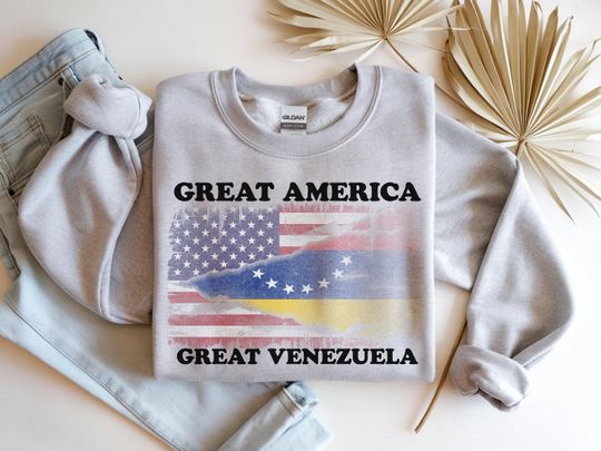 Discover Great America Great Venezuela Sweatshirt, USA Venezuela Dual Flag Hoodie, Distressed Venezuelan American Pride Heritage Top