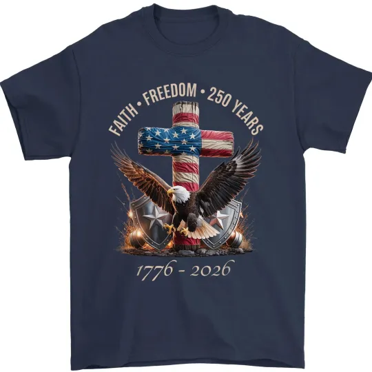 Discover Retro Faith Freedom 250th Anniversary USA Bald Eagle T-Shirt