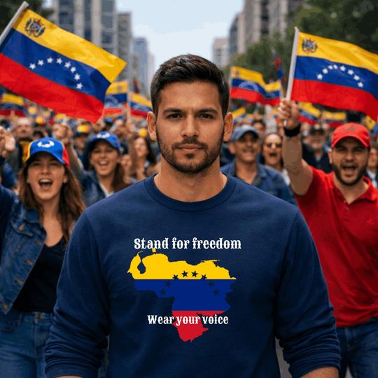 Discover Freedom Venezuela Hoodie, Protest Graphic Sweatshirt, Venezuelan Flag Design, Human Rights Streetwear