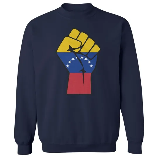 Discover Venezuela Fist Resist - Venezuelan Flag Support Unisex Crewneck Sweatshirt