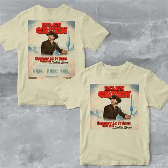 Discover Riley Green Cowboy As It Gets Tour 2026 With Justin Moore North America T-Shirt