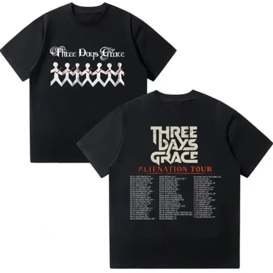 Discover New Three Days Grace Alienation Tour 2026 North America Cities -2 Sides Shirt