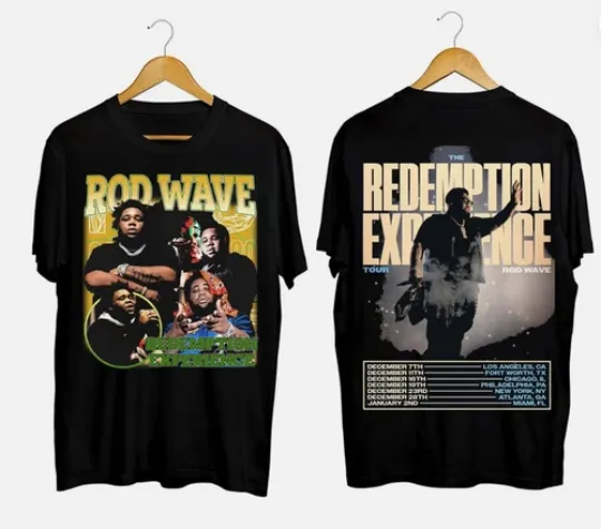 Discover Rod Wave the Redemption Experience Tour 2026 Retro Music T-Shirt.