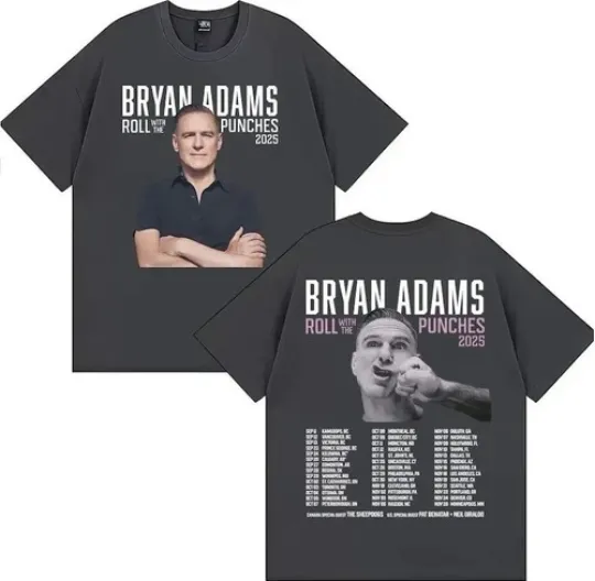 Discover Hot!! Bryan Adams Roll With The Punches 2026 Tour T-Shirt